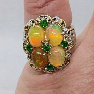 Gems en Vogue Michael Valitutti Ethiopian Opal Green Chrome Diopside Ring Size 6